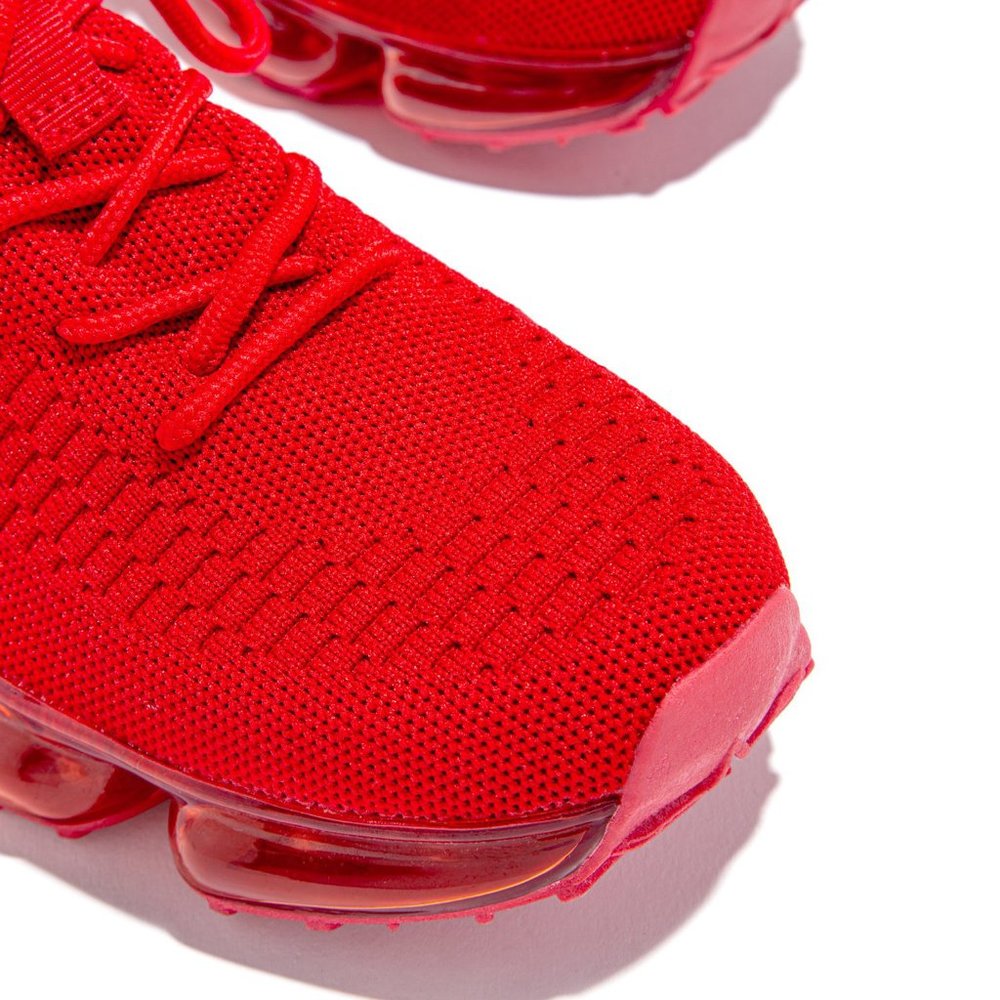 NEW🔥 True Red Bubble Air Cushion Lace-Up Knitted Sneakers Slip-On Stretchy Knit - Picture 5 of 5